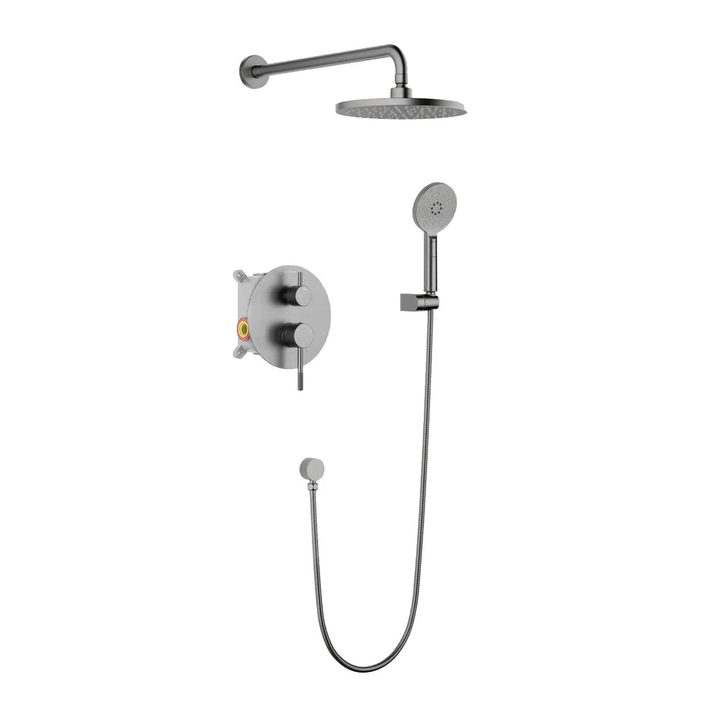 MAXTOR Circular 2-Way Wall Concealed Shower System AB502104 Brushed Gun Metal