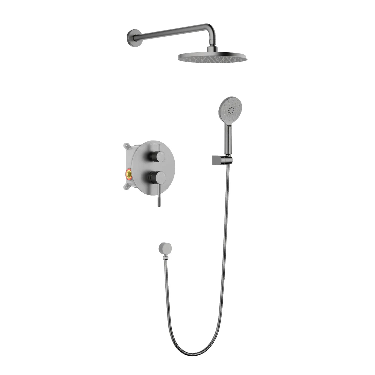 MAXTOR Circular 2-Way Wall Concealed Shower System AB502104 Brushed Gun Metal