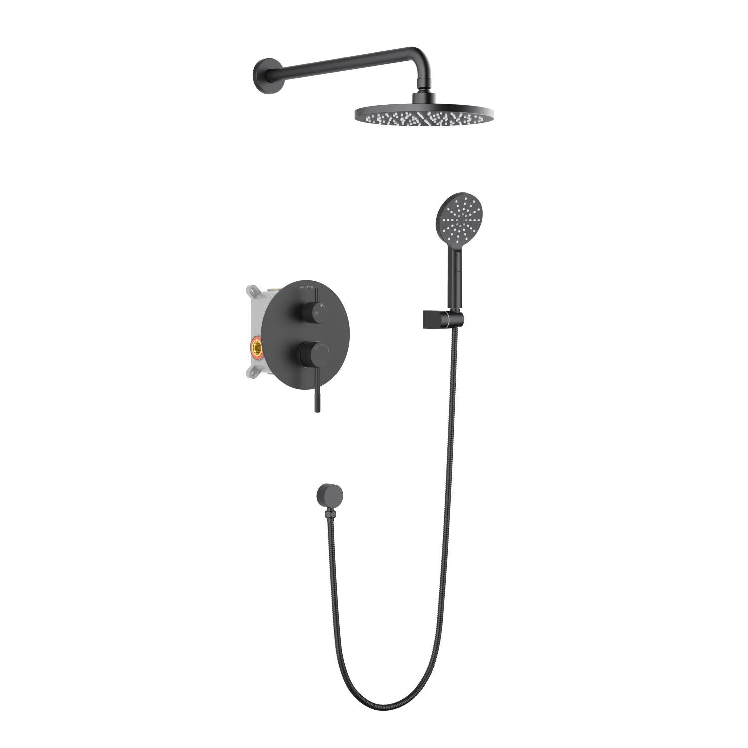 MAXTOR Circular 2-Way Wall Concealed Shower System AB502104 Matte Black