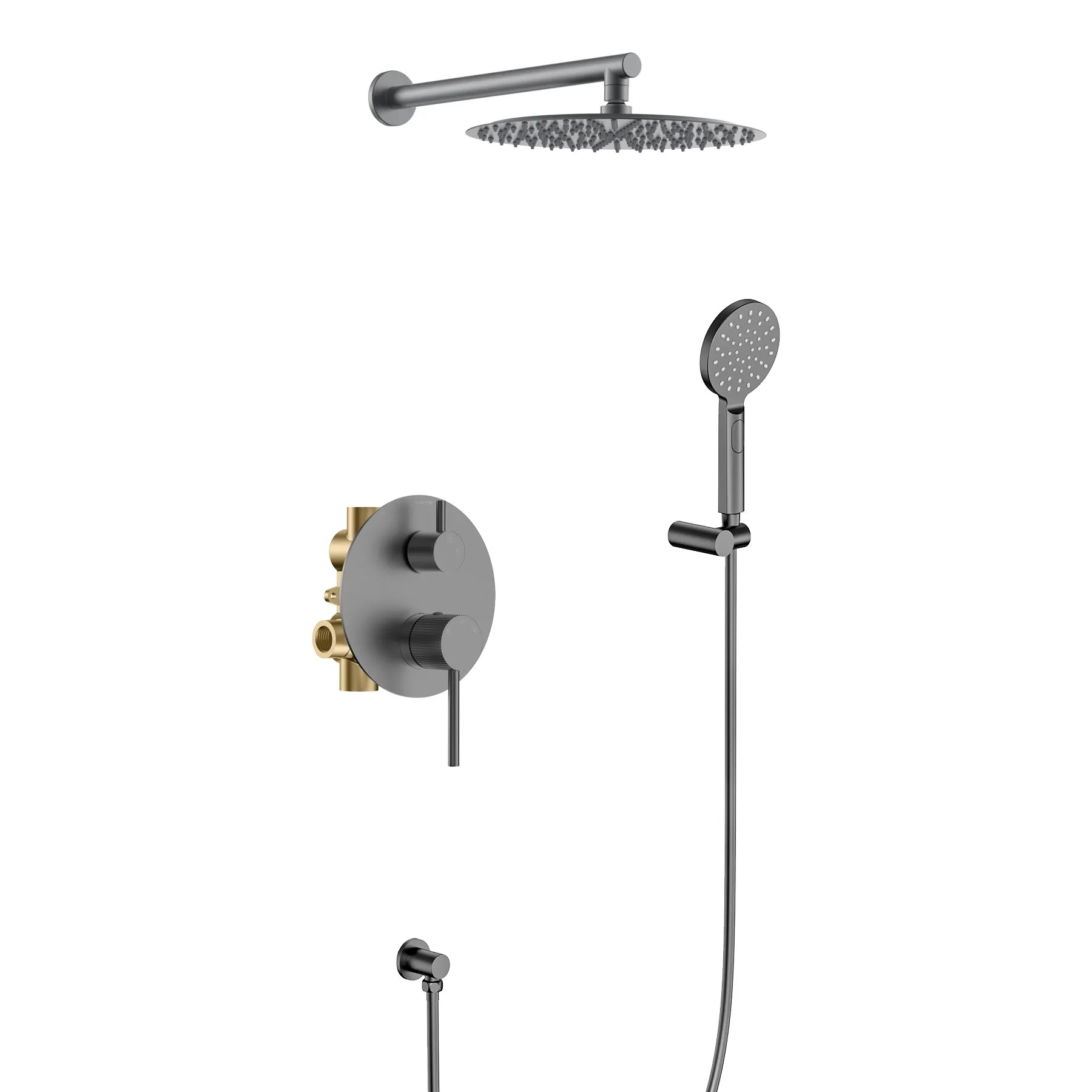 2 Way Wall Concealed Pressure Balance Shower System-AB502127 Brushed Gun Metal