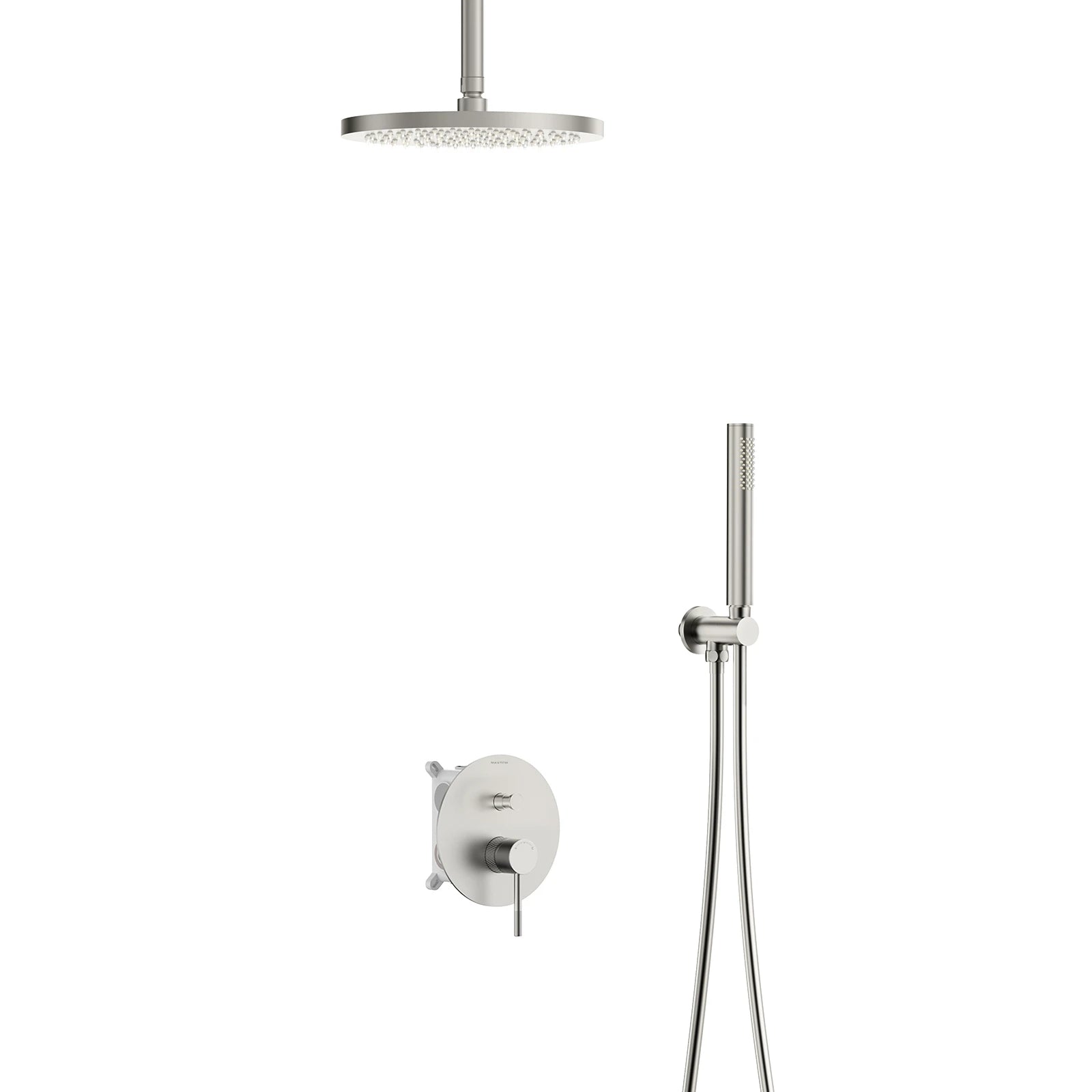 2 Way Wall Concealed Shower System with Box and Trim Plate Kit – Rain Shower & Brass Hand Shower – AB502133 Brushed Nickel