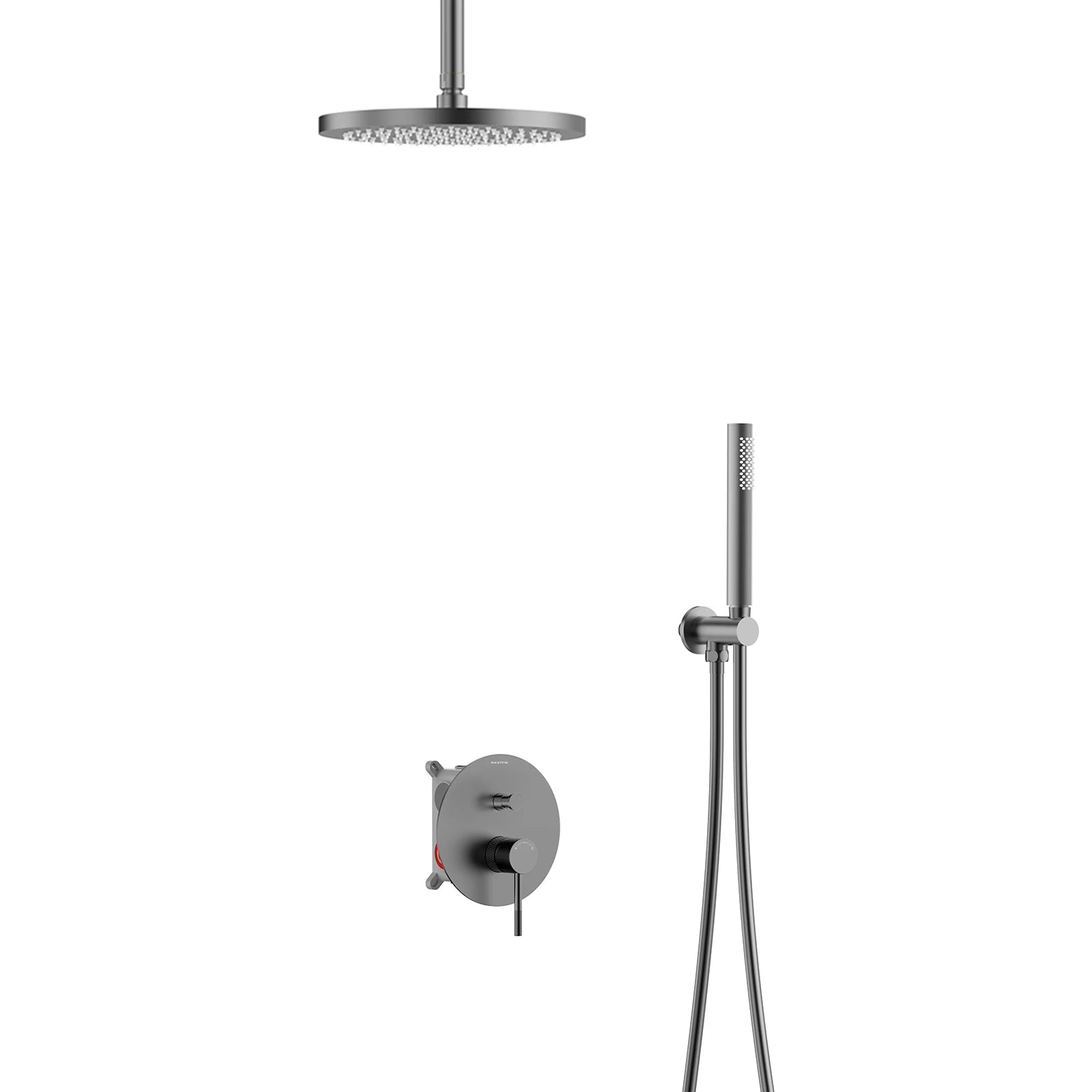 2 Way Wall Concealed Shower System with Box and Trim Plate Kit – Rain Shower & Brass Hand Shower – AB502133 Brushed Gun Metal