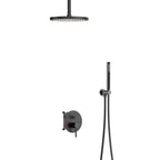 2 Way Wall Concealed Shower System with Box and Trim Plate Kit – Rain Shower & Brass Hand Shower – AB502133 Matte Black