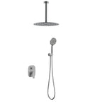 Kris 2 Way Wall Concealed Shower System with Brass Valve & Ø250mm Overhead Shower-AB502170 Brushed Gun Metal