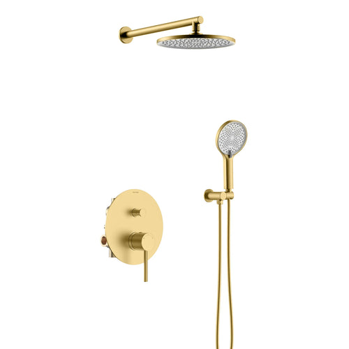 2 Way Wall Mounted Pressure Balance Mixer With Shower-AB502227 Brushed Gold