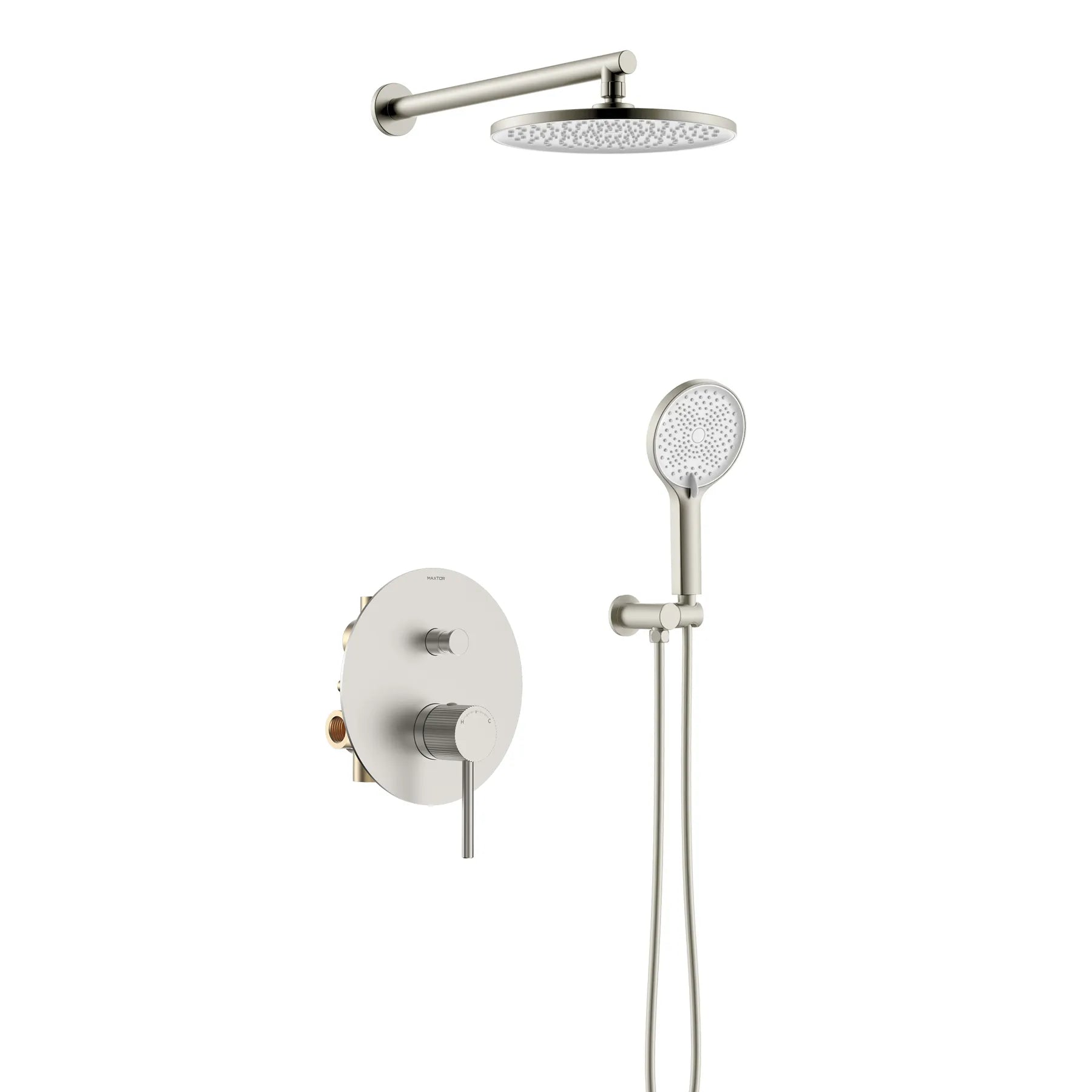 2 Way Wall Mounted Pressure Balance Mixer With Shower-AB502227 Brushed Nickel