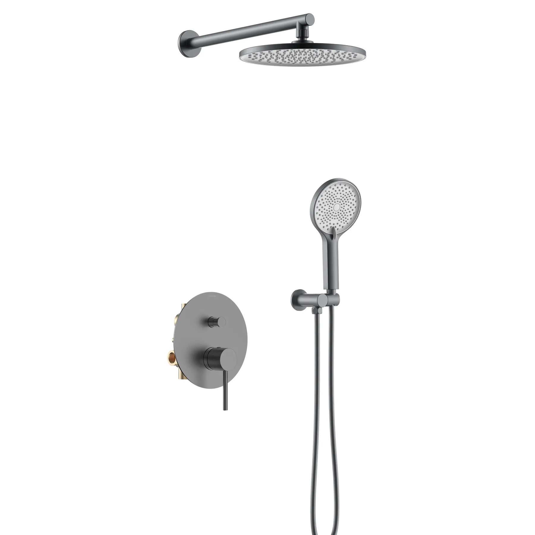 2 Way Wall Mounted Pressure Balance Mixer With Shower-AB502227 Brushed Gun Metal