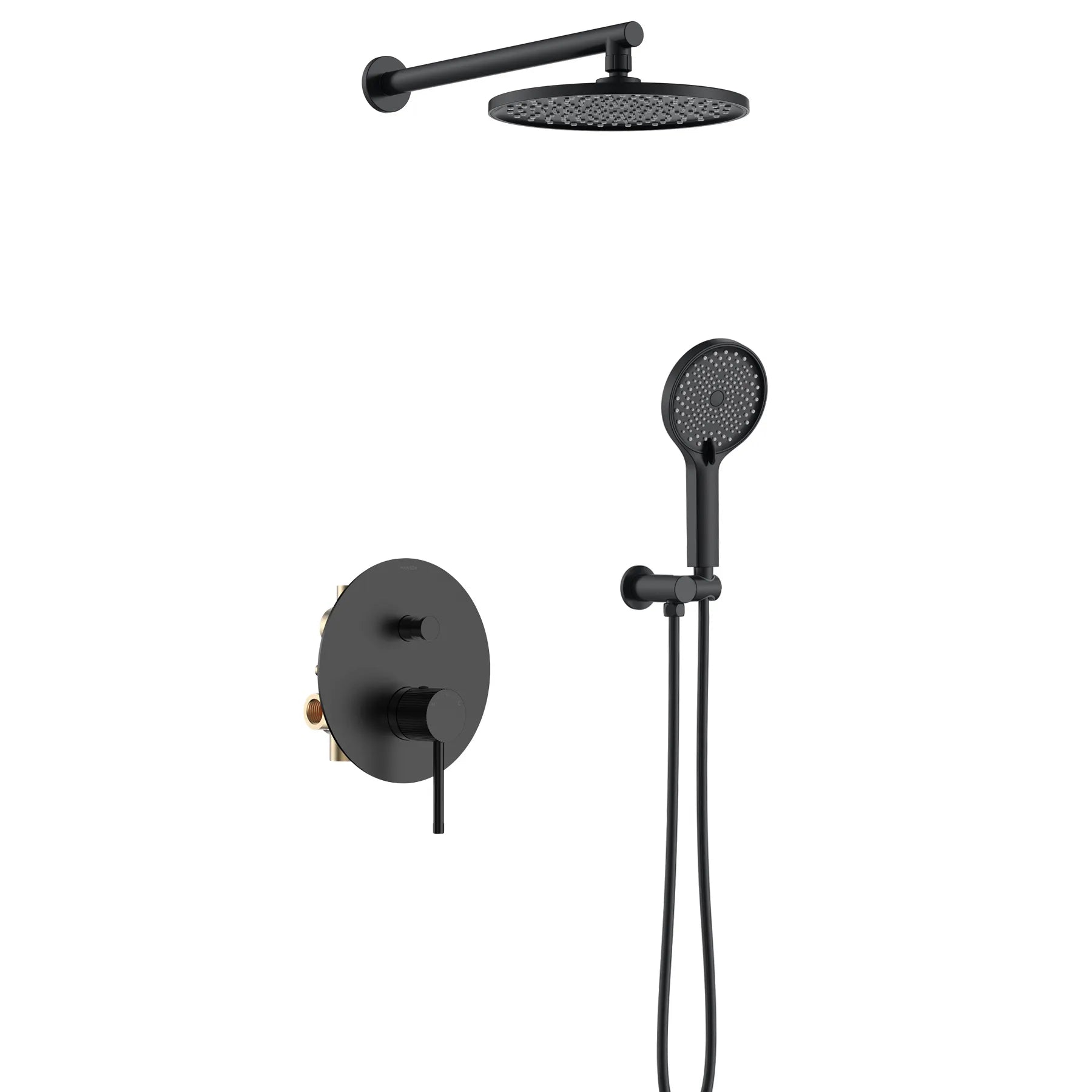 2 Way Wall Mounted Pressure Balance Mixer With Shower-AB502227 Matte Black