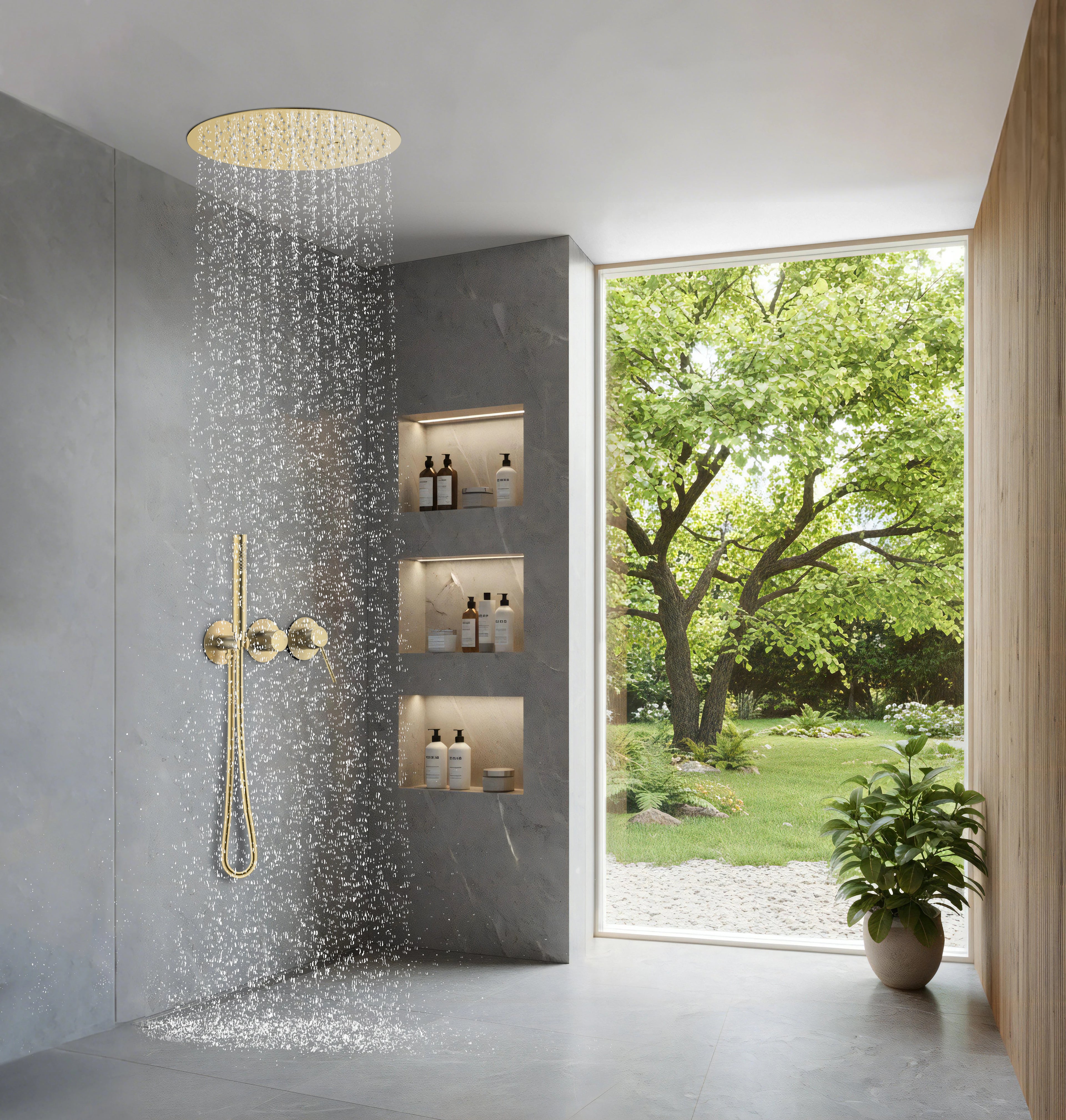 2 Way Wall Concealed Shower System with Rough In Valve and Ceilling shower-AB502233
