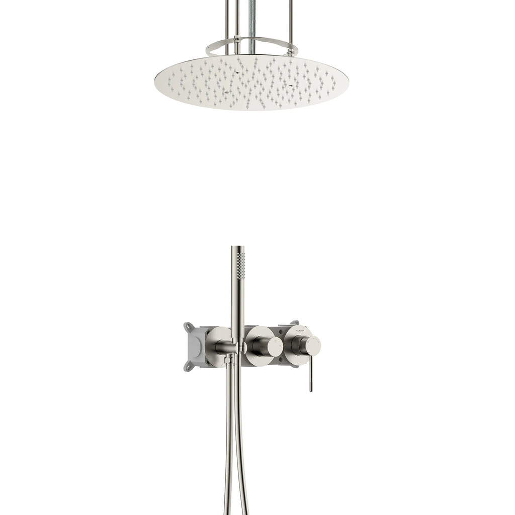 2 Way Wall Concealed Shower System with Rough In Valve and Ceilling shower-AB502233 Brushed Nickel