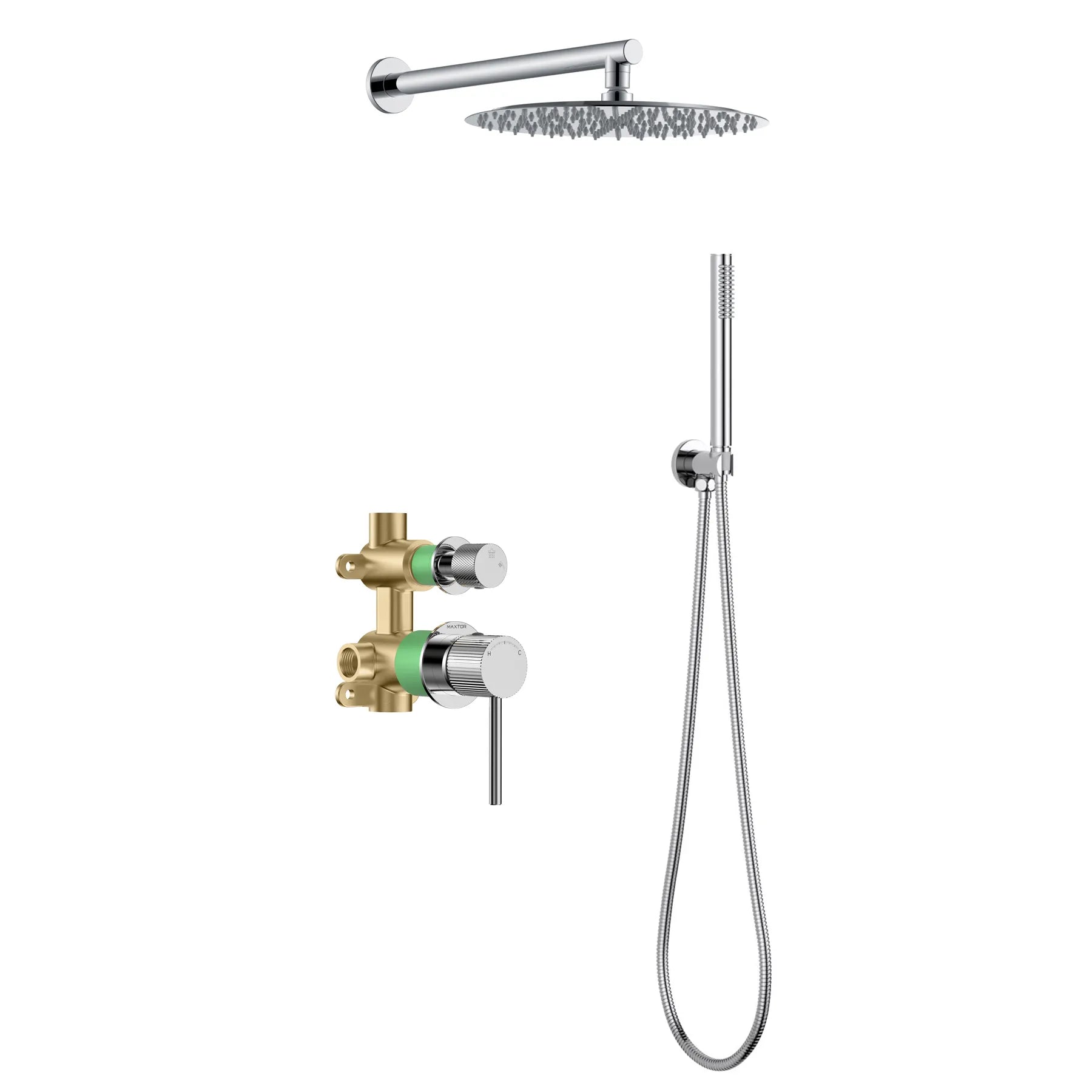 MAXTOR 2 Way Wall Concealed Pressure Balance Shower System-AB502327 Chrome