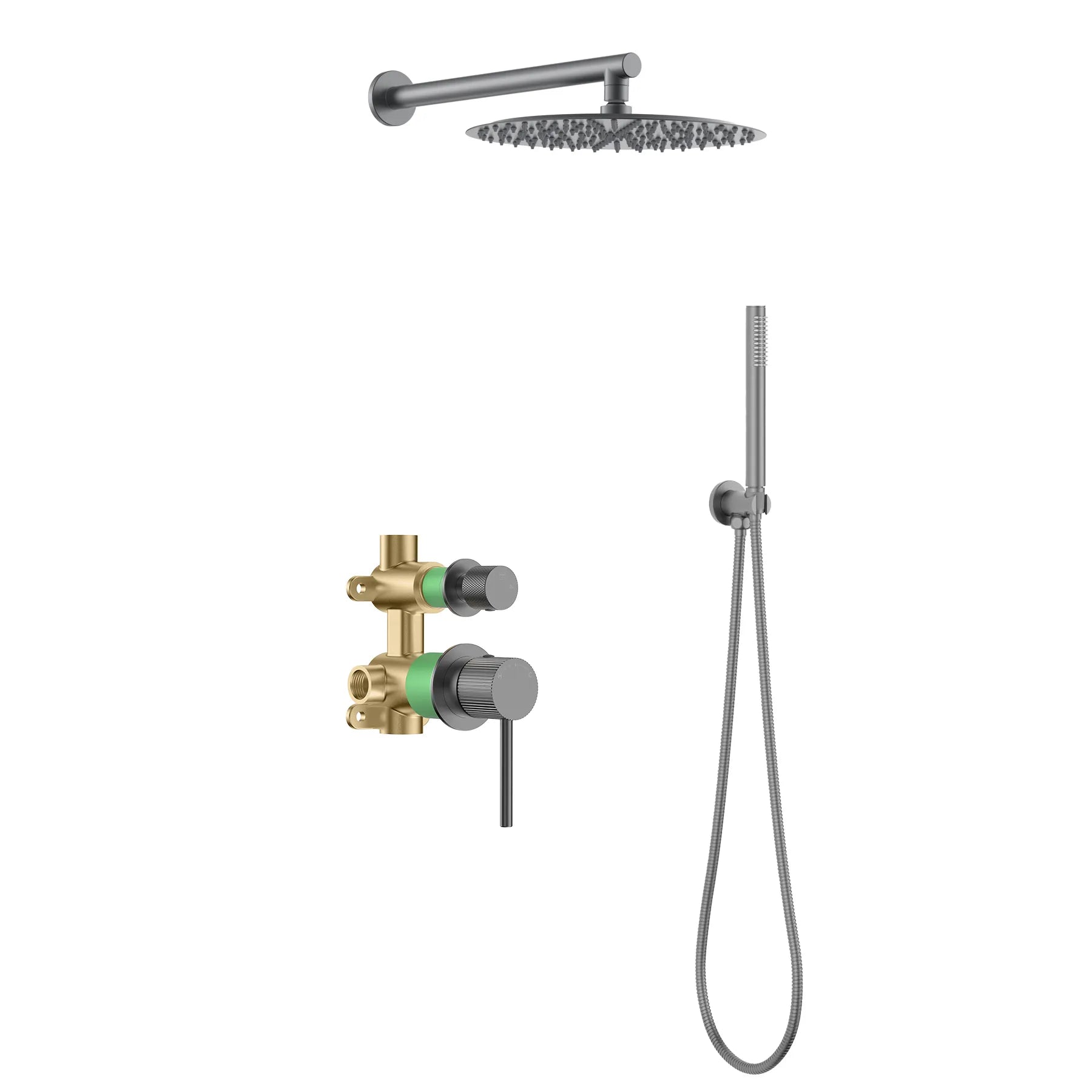 MAXTOR 2 Way Wall Concealed Pressure Balance Shower System-AB502327 Brushed Gun Metal
