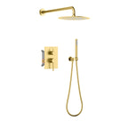 Circular 2-way Wall Concealed Shower Faucet With Hand Shower AB502604 Brushed Gold