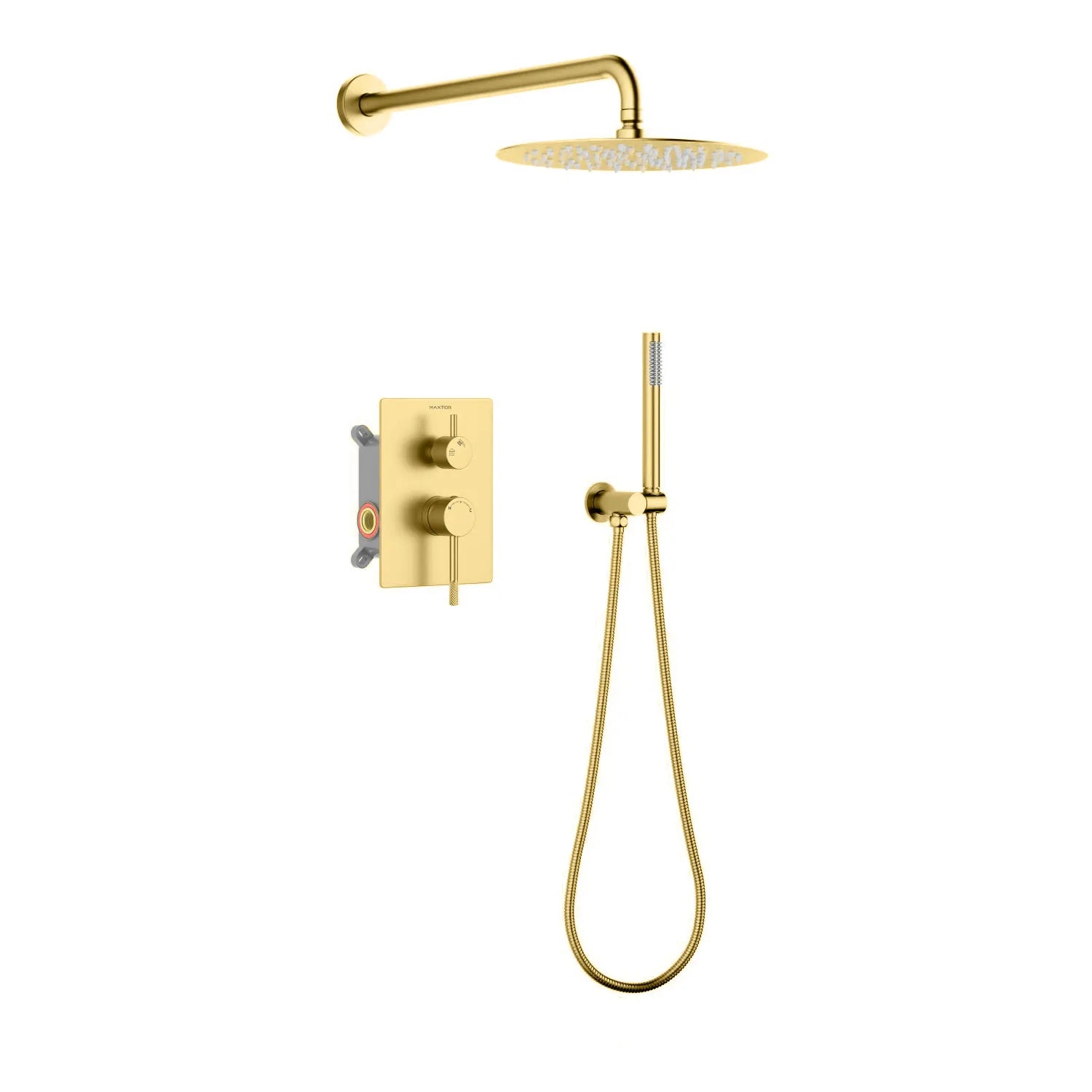 Circular 2-way Wall Concealed Shower Faucet With Hand Shower AB502604 Brushed Gold