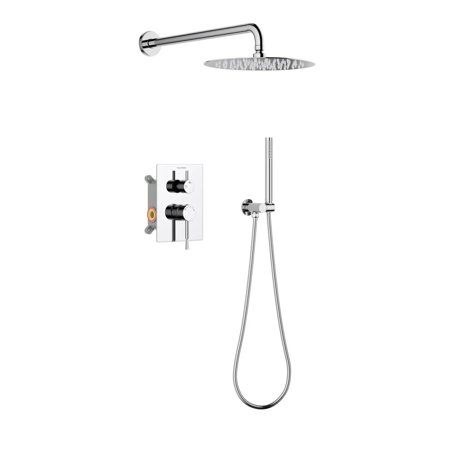 Circular 2-way Wall Concealed Shower Faucet With Hand Shower AB502604 Chrome