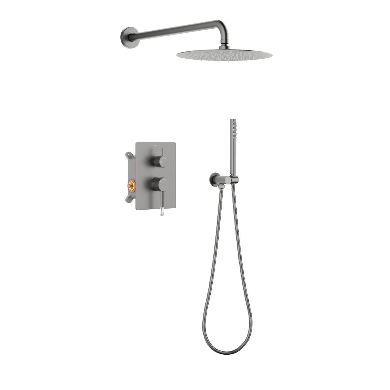 Circular 2-way Wall Concealed Shower Faucet With Hand Shower AB502604 Brushed Gun Metal