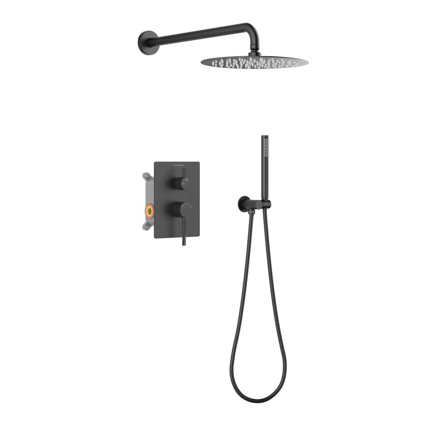 Circular 2-way Wall Concealed Shower Faucet With Hand Shower AB502604 Matte Black