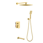 Solid Brass 3-Way Wall Concealed Shower System with Rough-in Box-AB503003 Brushed Gold
