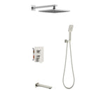 Solid Brass 3-Way Wall Concealed Shower System with Rough-in Box-AB503003 Brushed Nickel