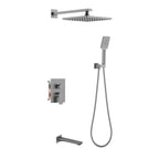 Solid Brass 3-Way Wall Concealed Shower System with Rough-in Box-AB503003 Brushed Gun Metal