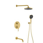 3-Way Wall Concealed Shower System with Overhead Shower, Hand Shower & Tub Spout – AB503006 Brushed Gold