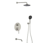 3-Way Wall Concealed Shower System with Overhead Shower, Hand Shower & Tub Spout – AB503006 Brushed Nickel