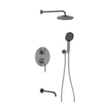 3-Way Wall Concealed Shower System with Overhead Shower, Hand Shower & Tub Spout – AB503006 Brushed Gun Metal