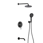 3-Way Wall Concealed Shower System with Overhead Shower, Hand Shower & Tub Spout – AB503006 Matte Black