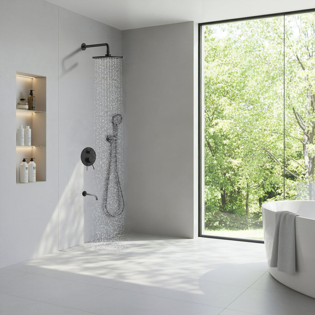 3-Way Wall Concealed Shower System with Overhead Shower, Hand Shower & Tub Spout – AB503006