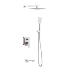 Square Concealed Bath Shower System with Hand Shower and Bath Spout – Three Way Diverter Set – AB503007 Chrome