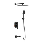 Square Concealed Bath Shower System with Hand Shower and Bath Spout – Three Way Diverter Set – AB503007 Matte Black