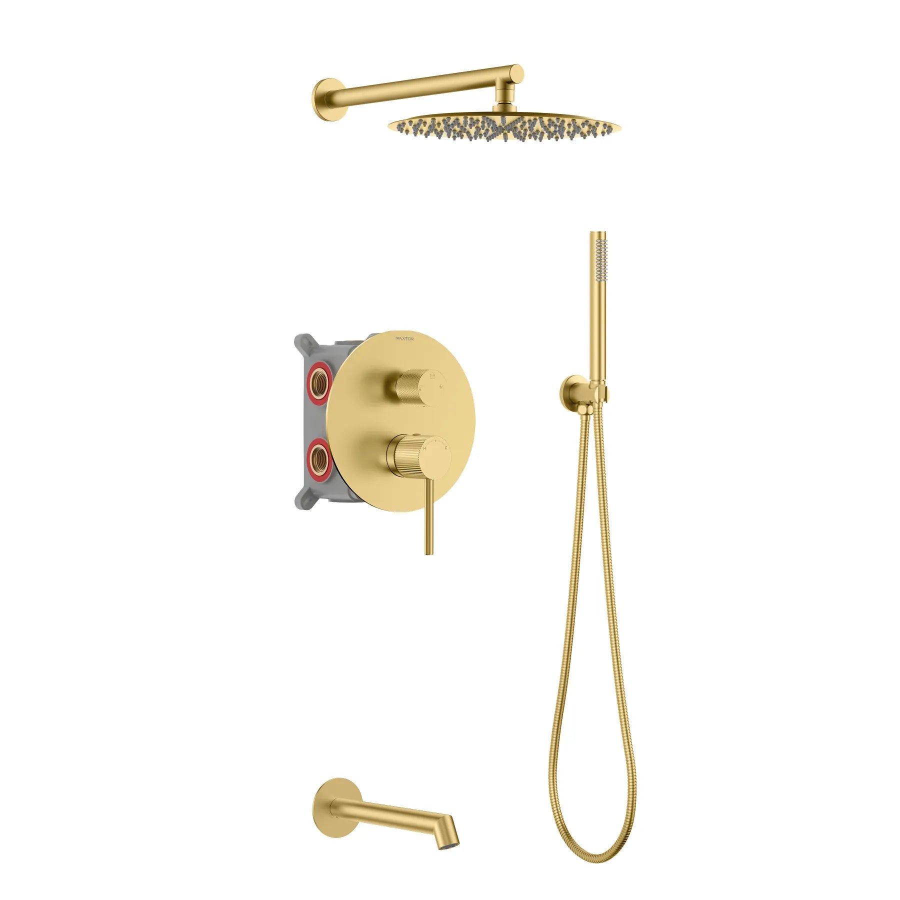 3 Way Wall Concealed Shower System with Bathtub Spout-AB503027 Brushed Gold