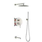 3 Way Wall Concealed Shower System with Bathtub Spout-AB503027 Brushed Nickel