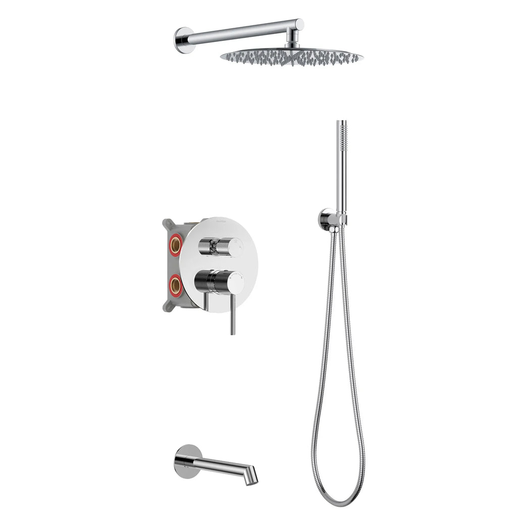 3 Way Wall Concealed Shower System with Bathtub Spout-AB503027 Chrome