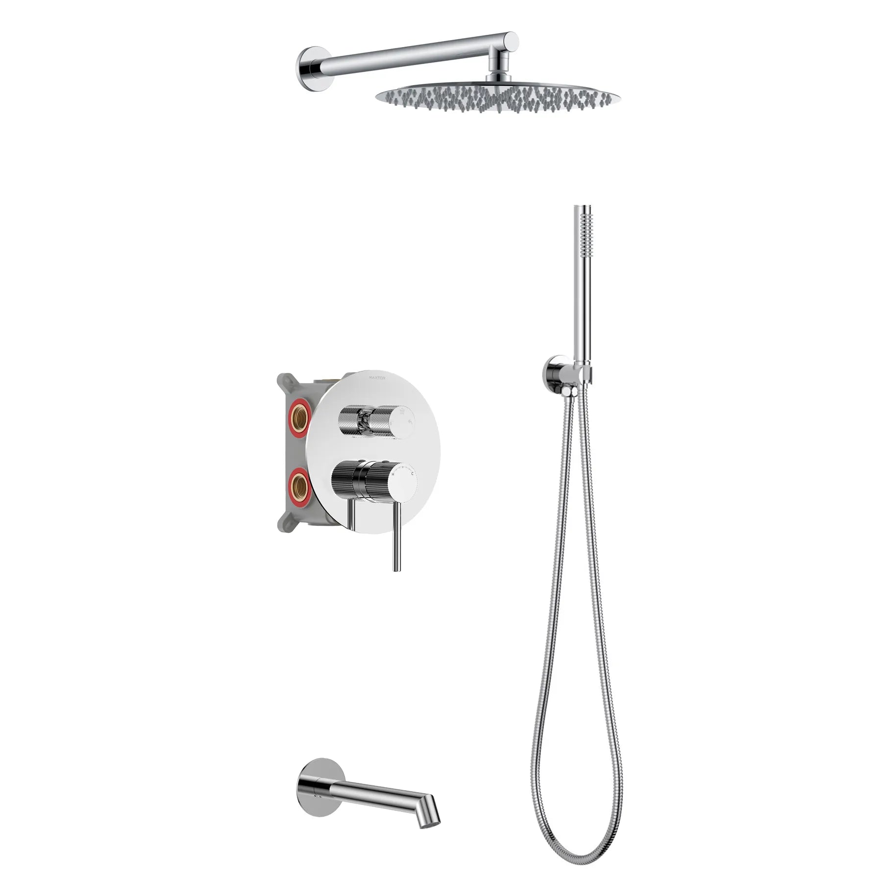 3 Way Wall Concealed Shower System with Bathtub Spout-AB503027 Chrome