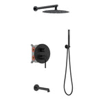 3 Way Wall Concealed Shower System with Bathtub Spout-AB503027 Matte Black