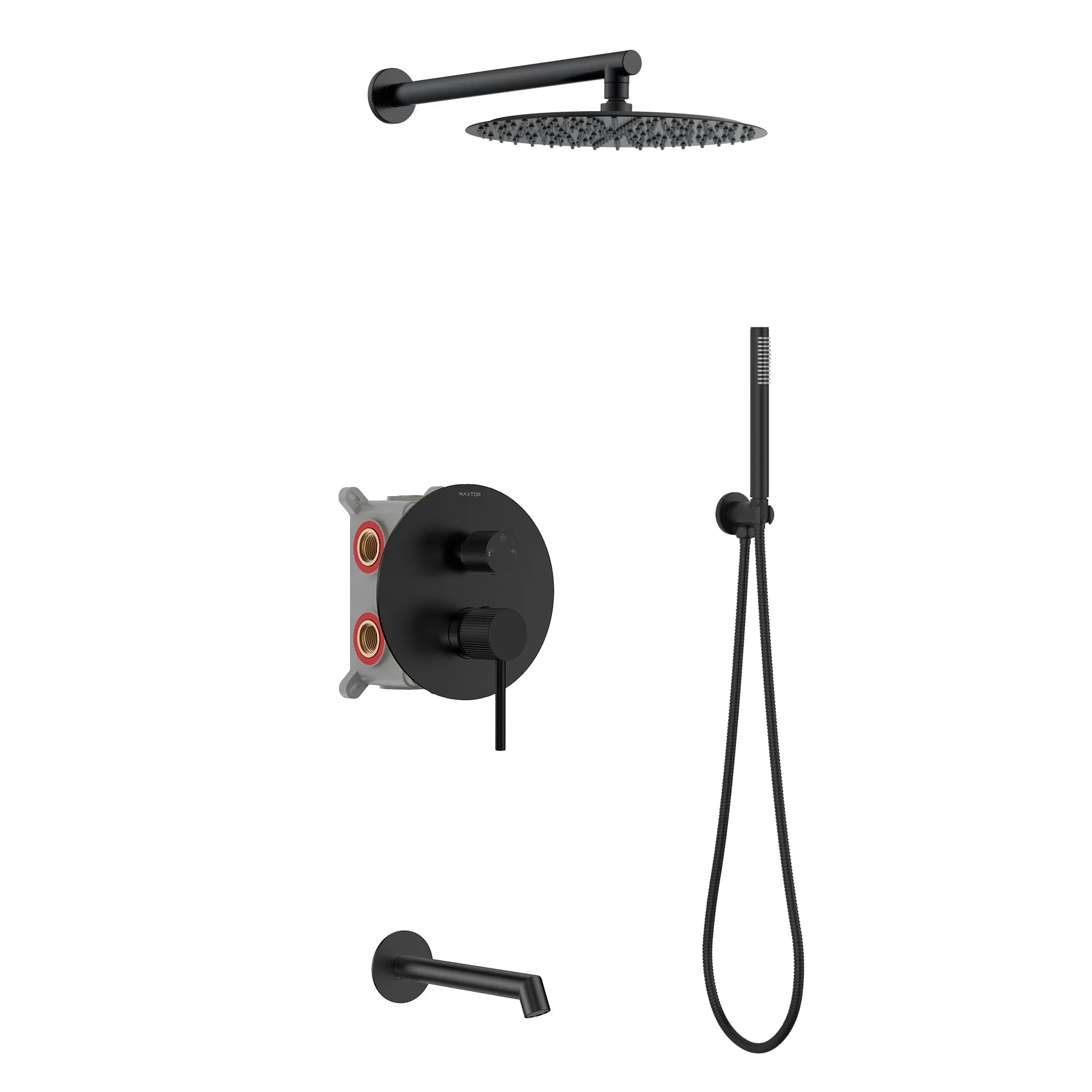 3 Way Wall Concealed Shower System with Bathtub Spout-AB503027 Matte Black