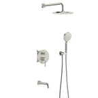 3 Way Wall Concealed Shower System with Tub Spout and Valve Box – Rain Shower, Hand Shower & Bath Filler – AB503033 Brushed Nickel