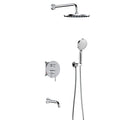 3 Way Wall Concealed Shower System with Tub Spout and Valve Box – Rain Shower, Hand Shower & Bath Filler – AB503033 Chrome