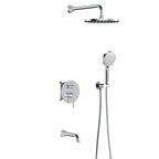 3 Way Wall Concealed Shower System with Tub Spout and Valve Box – Rain Shower, Hand Shower & Bath Filler – AB503033 Chrome