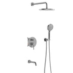 3 Way Wall Concealed Shower System with Tub Spout and Valve Box – Rain Shower, Hand Shower & Bath Filler – AB503033 Brushed Gun Metal