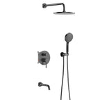 3 Way Wall Concealed Shower System with Tub Spout and Valve Box – Rain Shower, Hand Shower & Bath Filler – AB503033 Matte Black