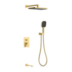 MAXTOR 3 Way Wall Concealed Pressure Balance Shower System with Overhead Rain Shower, Hand Shower & Tub Spout-AB503065 Brushed Gold