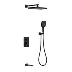 MAXTOR 3 Way Wall Concealed Pressure Balance Shower System with Overhead Rain Shower, Hand Shower & Tub Spout-AB503065 Matte Black