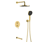 3-Way Pressure Balance Wall Concealed Shower System – Overhead, Hand Shower & Tub Spout – AB503069 Brushed Gold