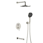 3-Way Pressure Balance Wall Concealed Shower System – Overhead, Hand Shower & Tub Spout – AB503069 Brushed Nickel