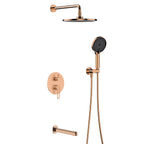 3-Way Pressure Balance Wall Concealed Shower System – Overhead, Hand Shower & Tub Spout – AB503069 Rose Gold