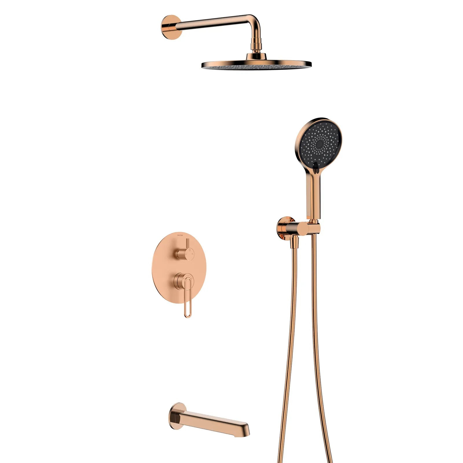 3-Way Pressure Balance Wall Concealed Shower System – Overhead, Hand Shower & Tub Spout – AB503069 Rose Gold