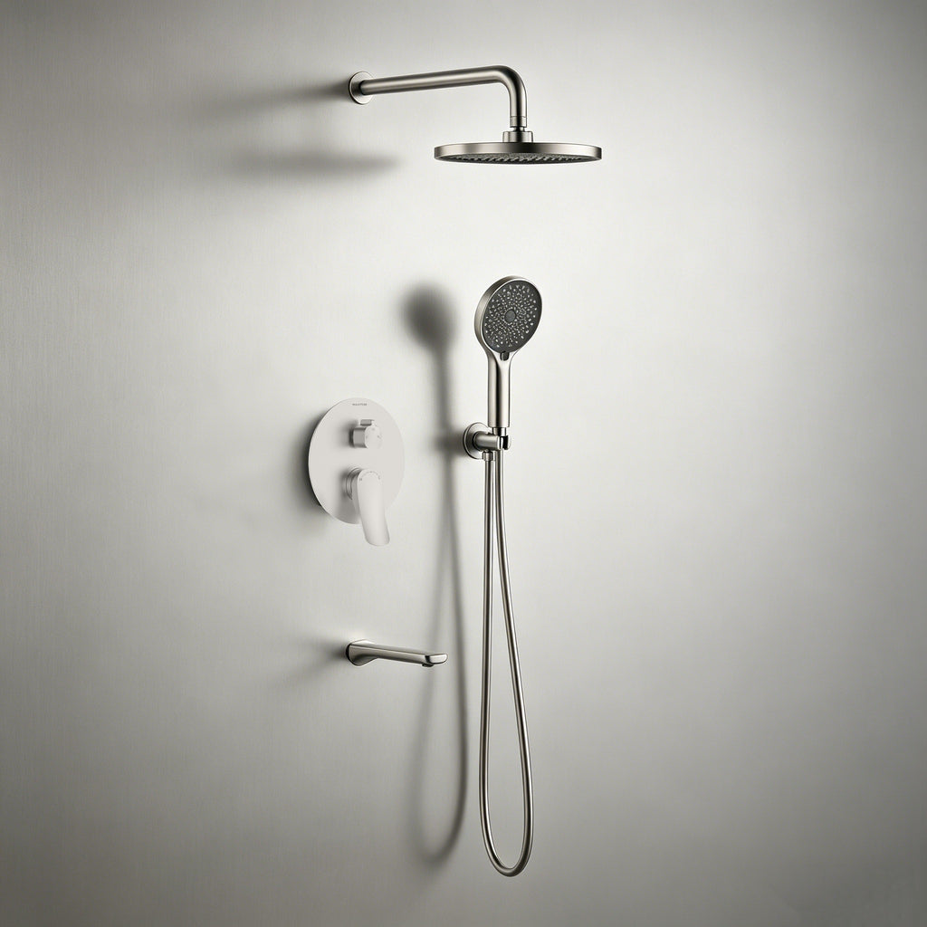 3 Way Concealed Shower System with Bathtub Spout – Rain Shower & Hand Shower Set – AB503076