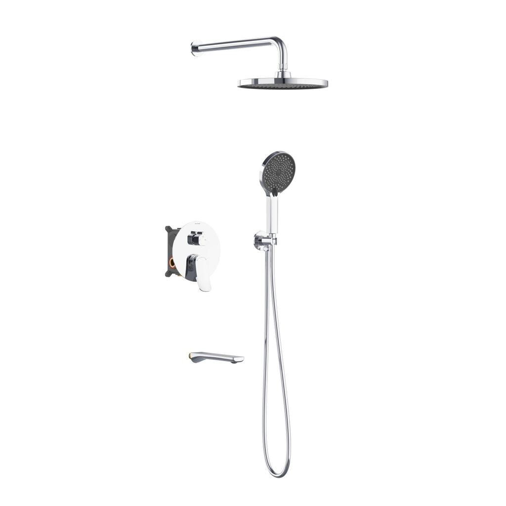 3 Way Concealed Shower System with Bathtub Spout – Rain Shower & Hand Shower Set – AB503076 Chrome
